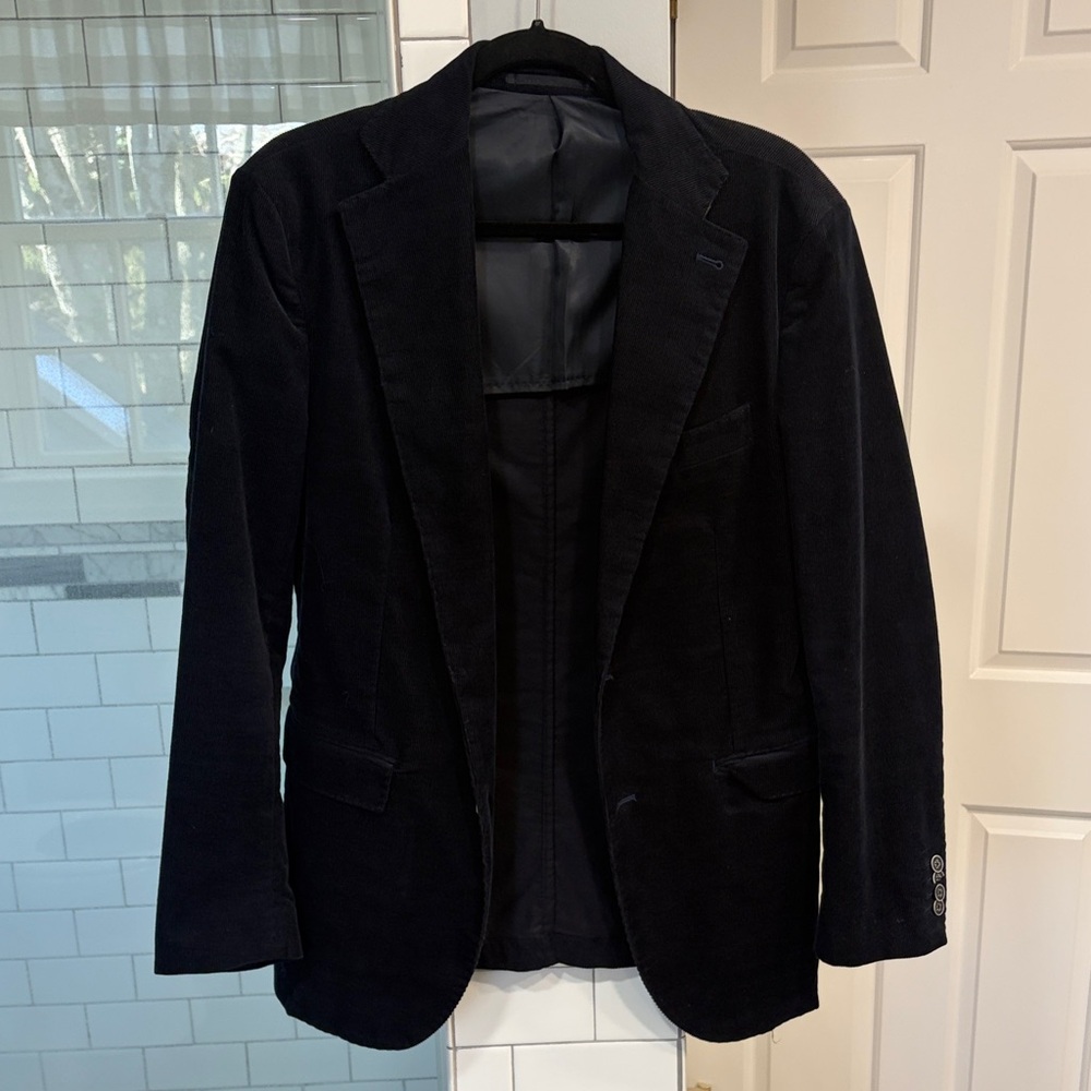 Men's Italian Navy Corduroy Blazer - Classic Tailored Jacket